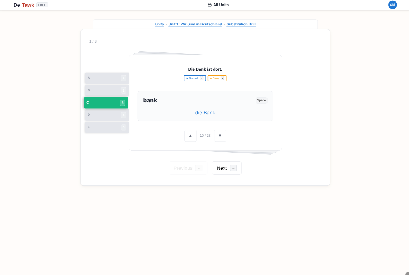 Substitution Drill in DeTawk